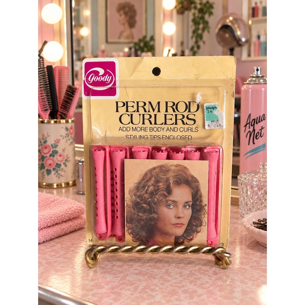 Vintage 1982 Goody Perm Rod Curlers Factory Sealed Pink Hair Rollers Retro NOS